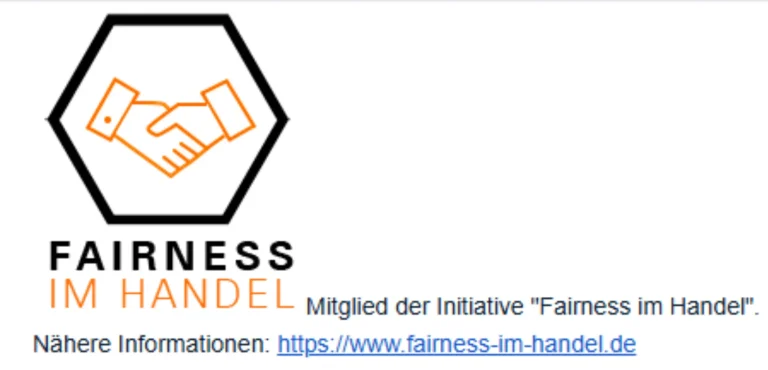 SHINDOD – Mitglied der Initiative Fairness im Handel Logo der Initiative Fairness im Handel mit Handschlag-Symbol – SHINDOD steht für transparente und faire Geschäftspraktiken