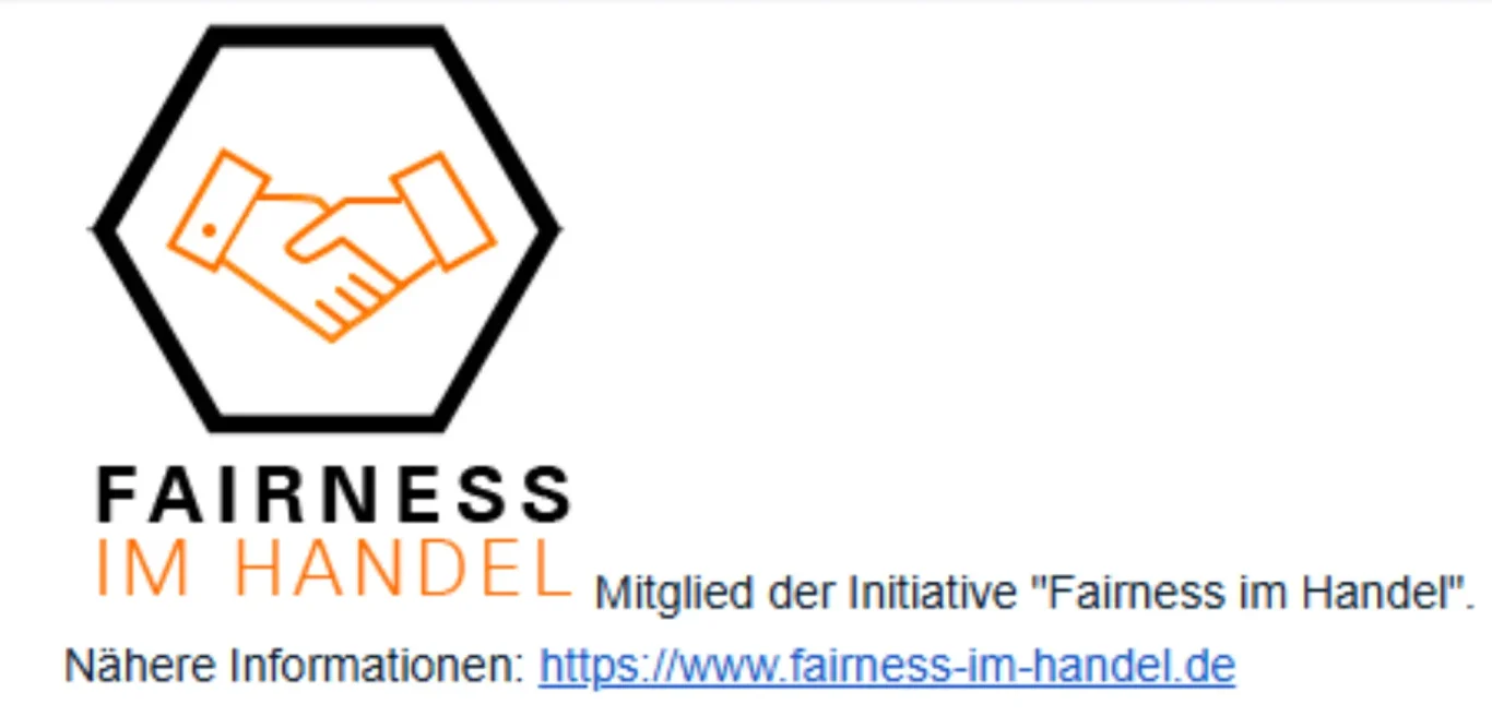 SHINDOD – Mitglied der Initiative Fairness im Handel Logo der Initiative Fairness im Handel mit Handschlag-Symbol – SHINDOD steht für transparente und faire Geschäftspraktiken